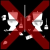 toiletten vuil kruis rood