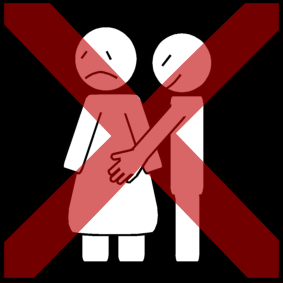 intiem aanraken vrouw ongewenst kruis rood