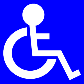rolstoel symbool blauw