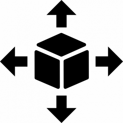 delivery-cube-box-package-with-four-arrows-in-different-directions