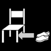 schoenen onder stoel