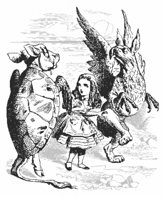 Mock_Turtle_and_Gryphon_demonstrating_the_Lobster_Quadrille_to_Alice